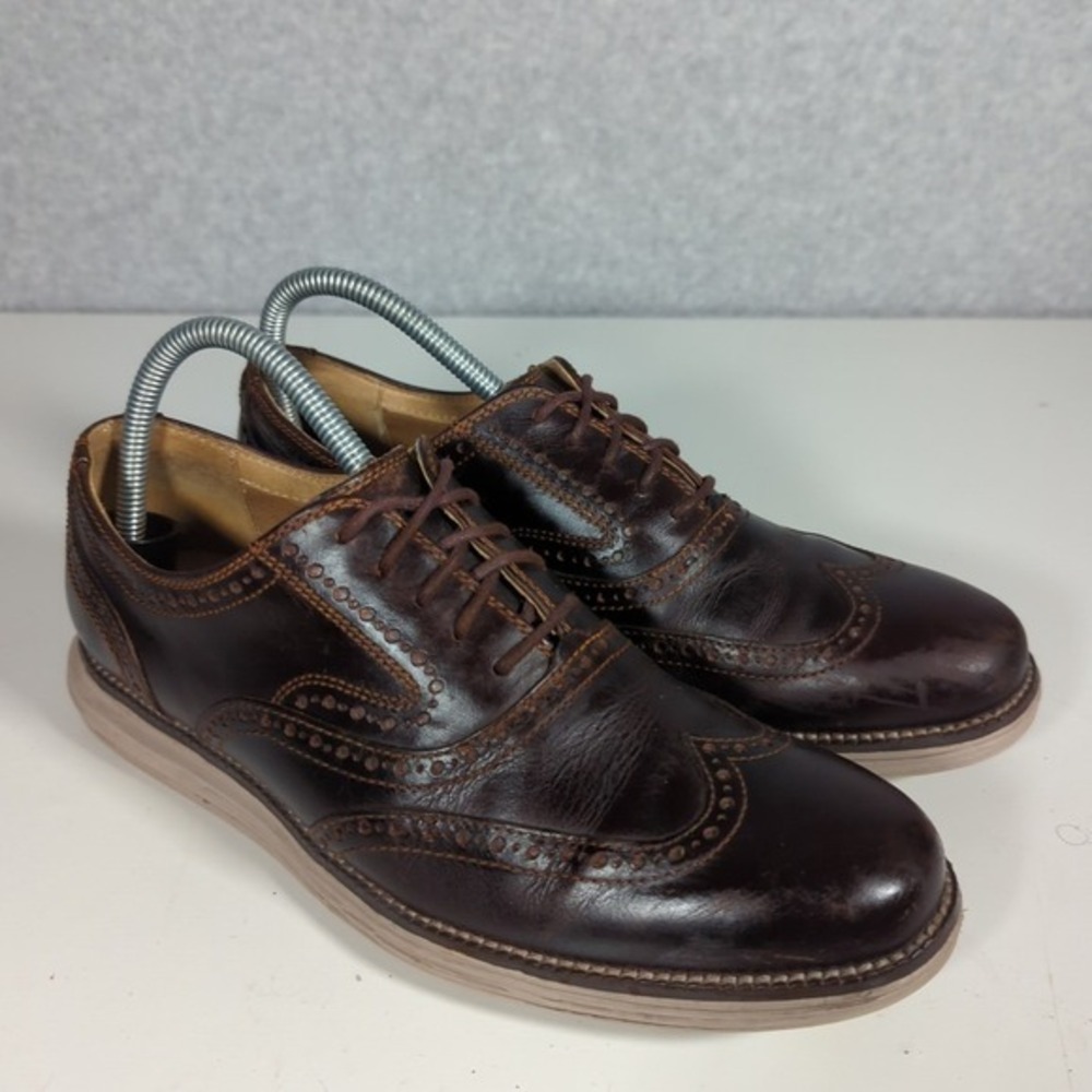 Cole Haan Grand IS Wingtip Oxfords Mens Shoes 8M White Sole Dark Brown
